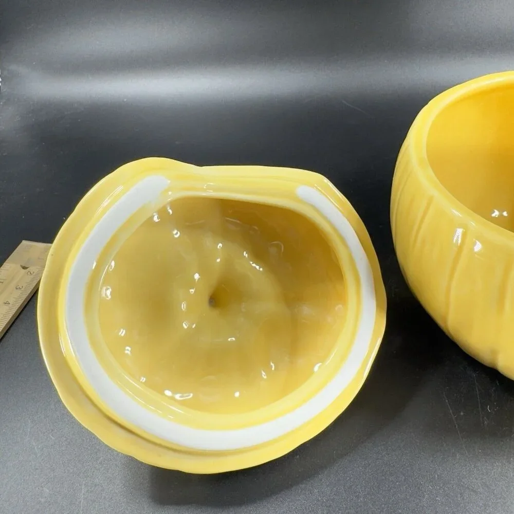 Crate & Barrel B Eigen Harvest‎ Yellow Pumpkin Squash Ceramic Bowl Canister Jar